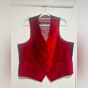 Madison Sz: XL Red Velvet Holiday Vest Unisex. Button Front. Vampire Core.